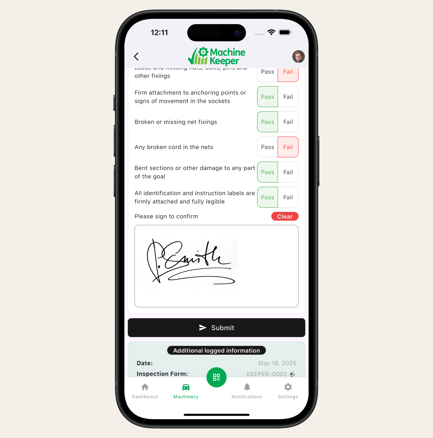 Customised inspection forms